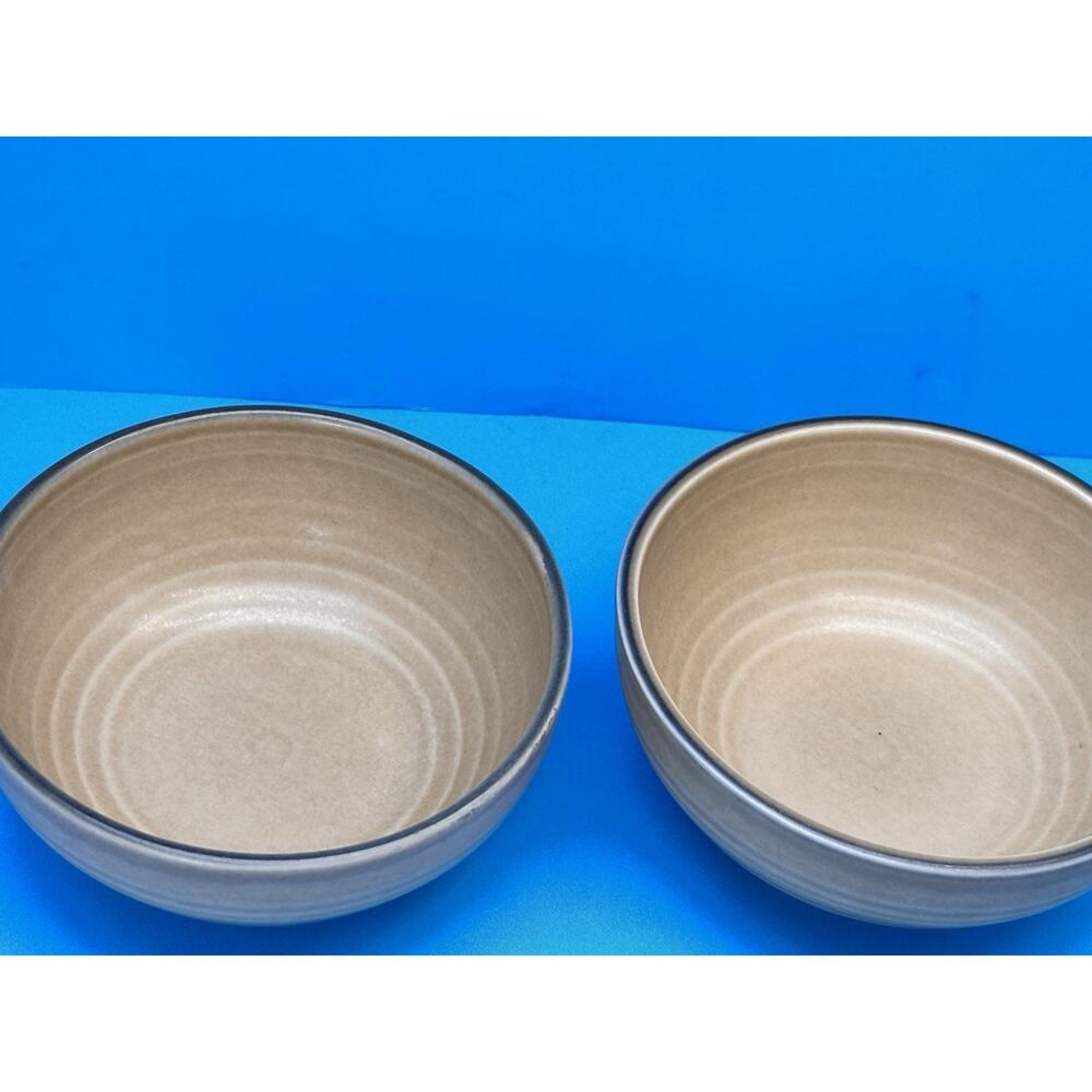 Vintage 2pc Pfaltzgraff Folkart SToneware Bowls 008 800 small Brown Blue Floral - Picture 10 of 16